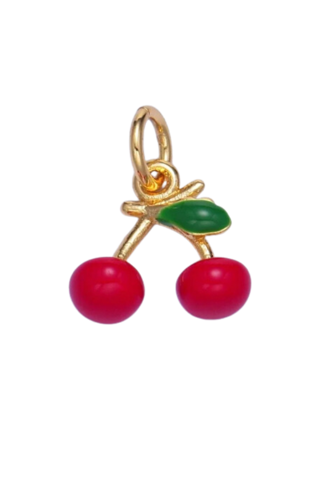 Mini Enamel Cherry Charm
