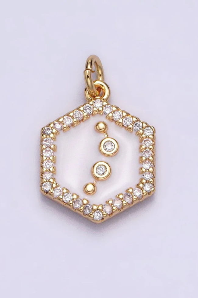 White Enamel Birth Star Zodiac Charm