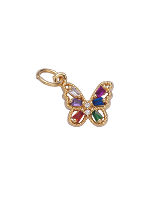 Mini Colorful Pave Butterfly Charm