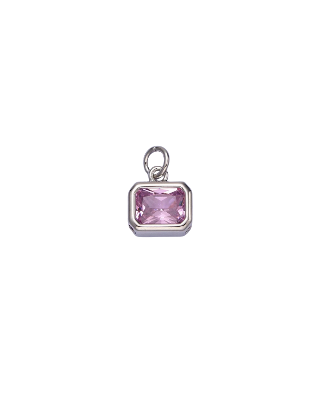 Silver Baguette Birthstone Charm