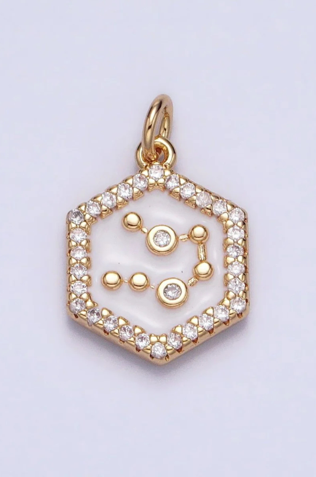 White Enamel Birth Star Zodiac Charm