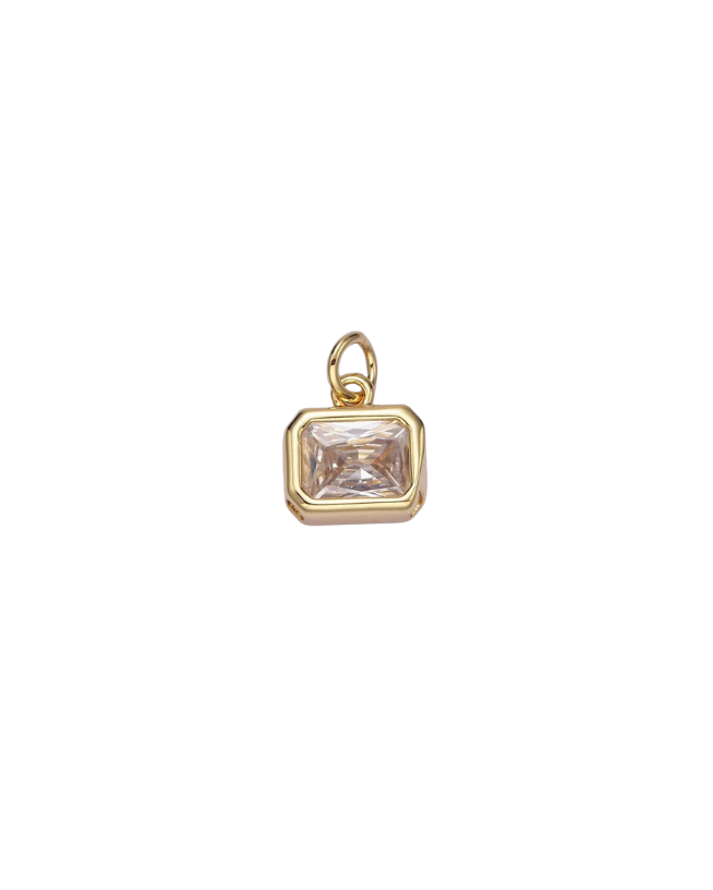 Gold Baguette Birthstone Charm