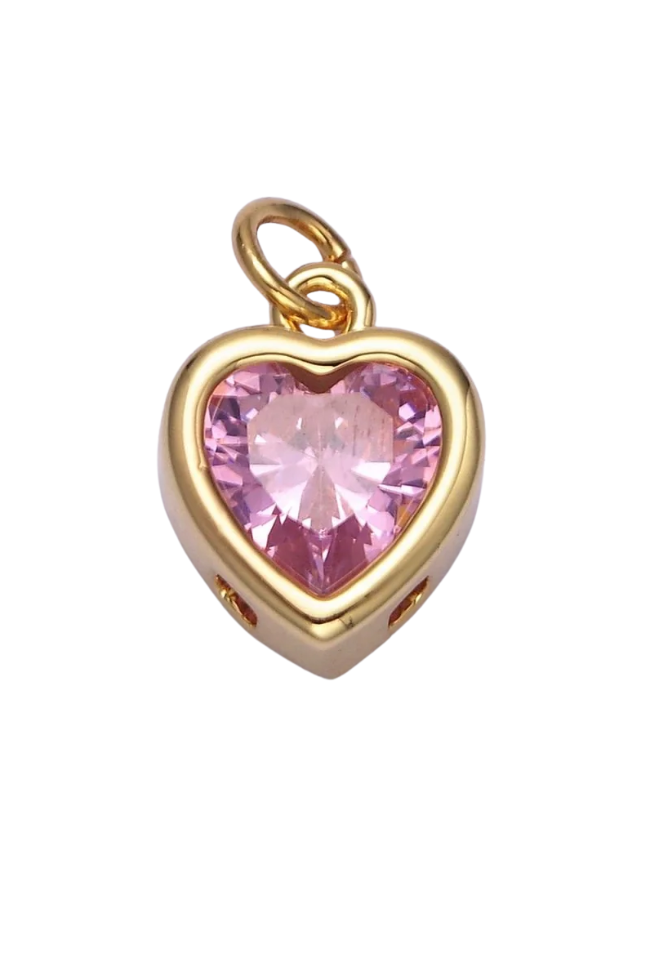 Gold Heart Birthstone Charm