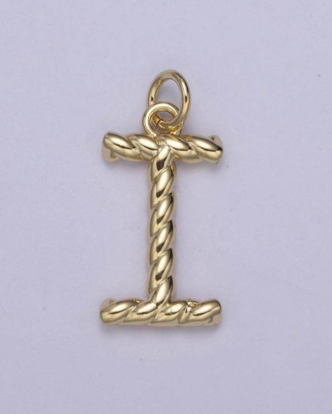 Gold Twisted Initial Charm