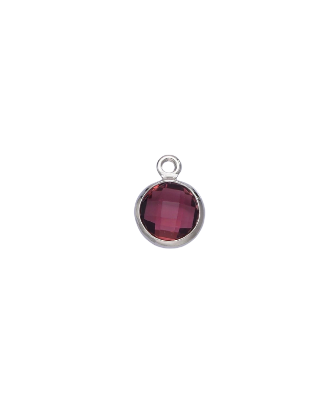 Silver Round Birthstone Charm
