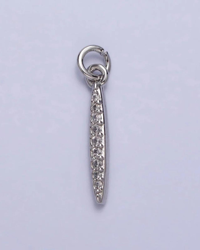 Silver CZ Initial Charm
