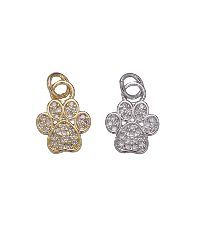 Pave Paw Print Charm