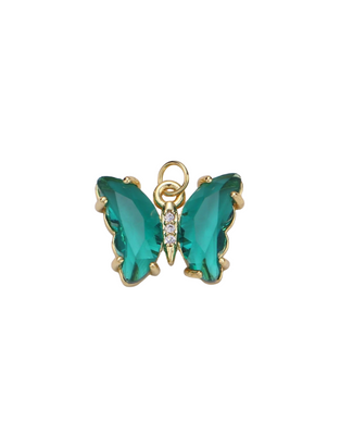 Gold Gemstone Butterfly Charm
