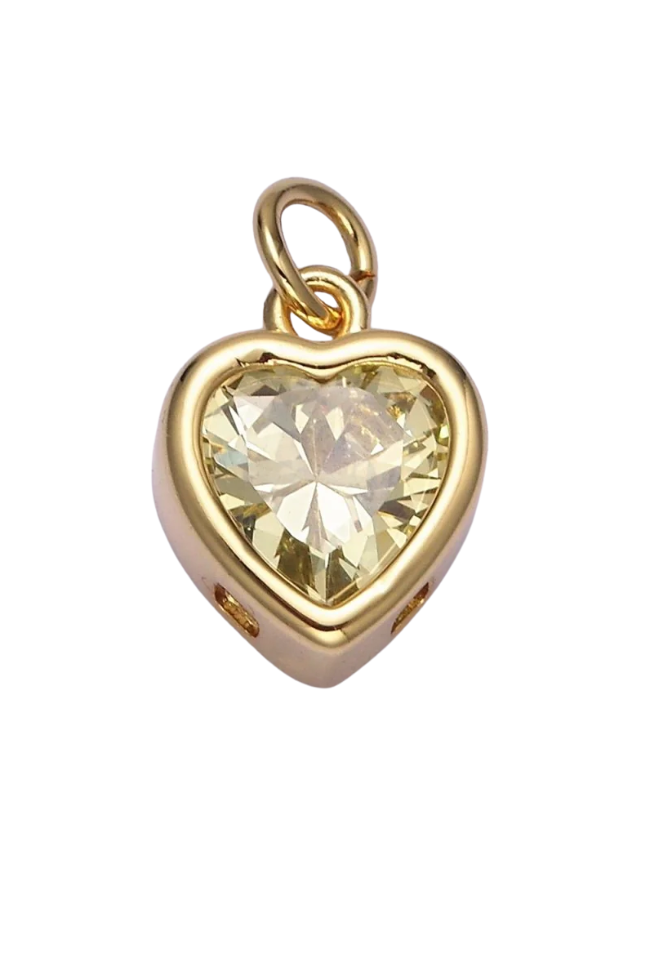 Gold Heart Birthstone Charm