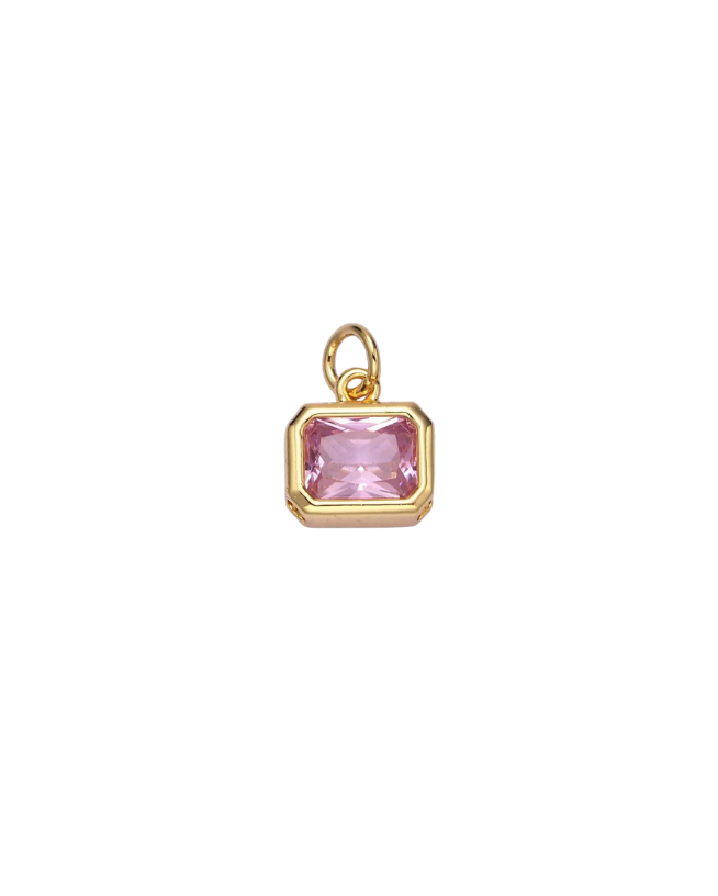 Gold Baguette Birthstone Charm