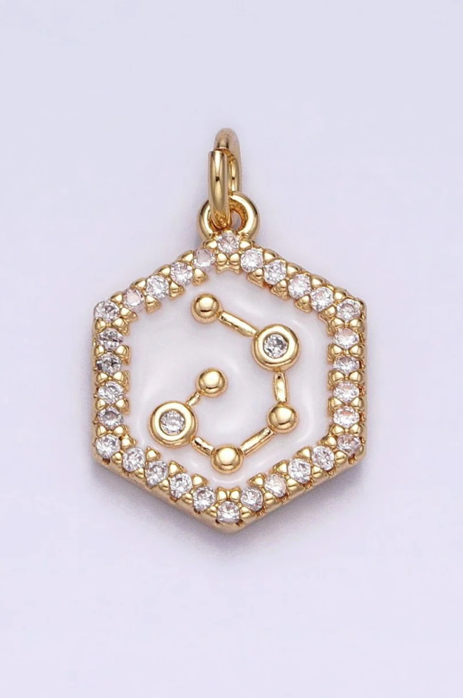 White Enamel Birth Star Zodiac Charm