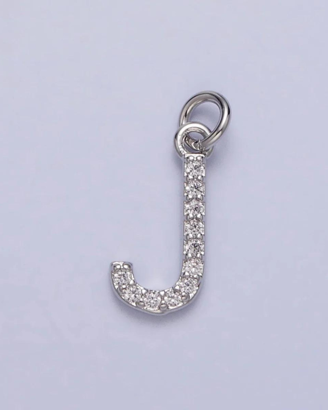 Silver CZ Initial Charm