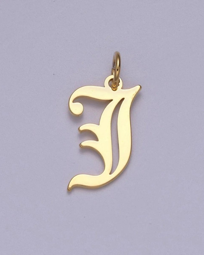 Gold Old English Initial Pendant