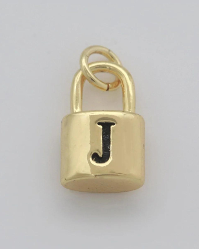 Gold Padlock Initial Charm