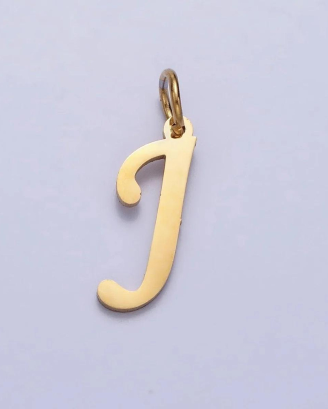 Gold Script Initial Charm