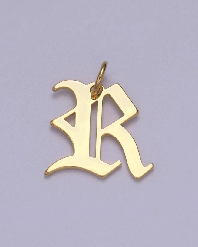 Gold Old English Initial Pendant