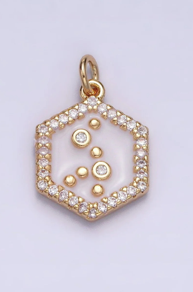 White Enamel Birth Star Zodiac Charm