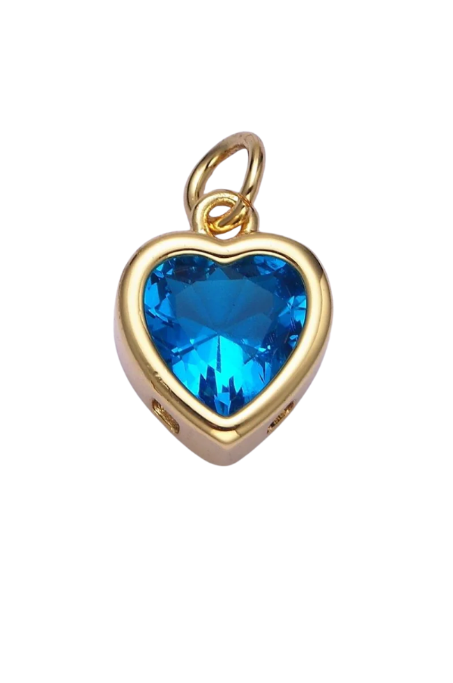 Gold Heart Birthstone Charm