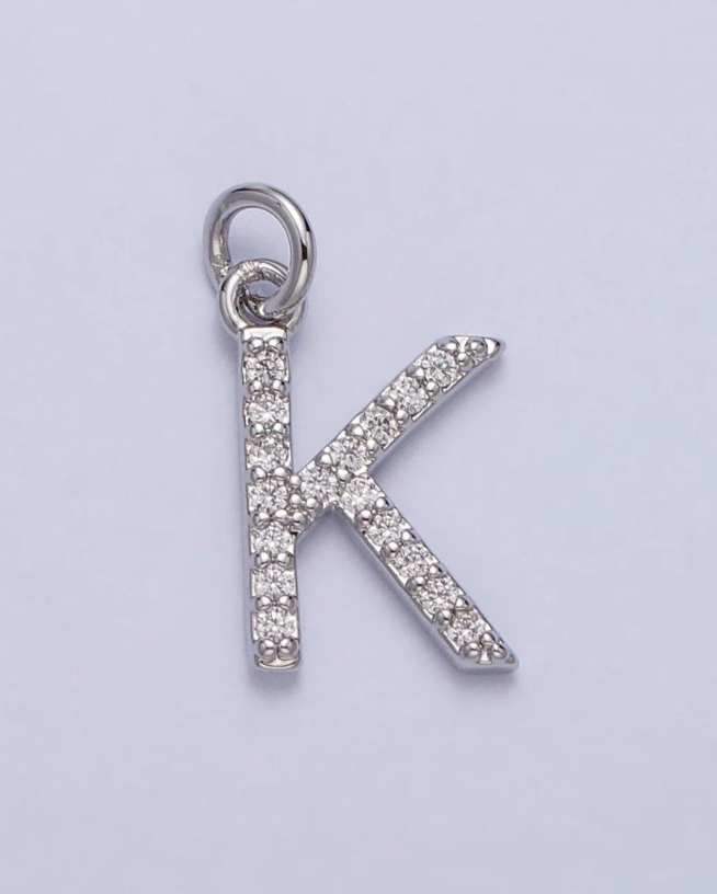 Silver CZ Initial Charm