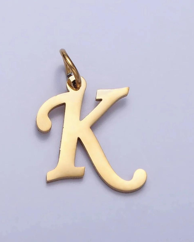 Gold Script Initial Charm