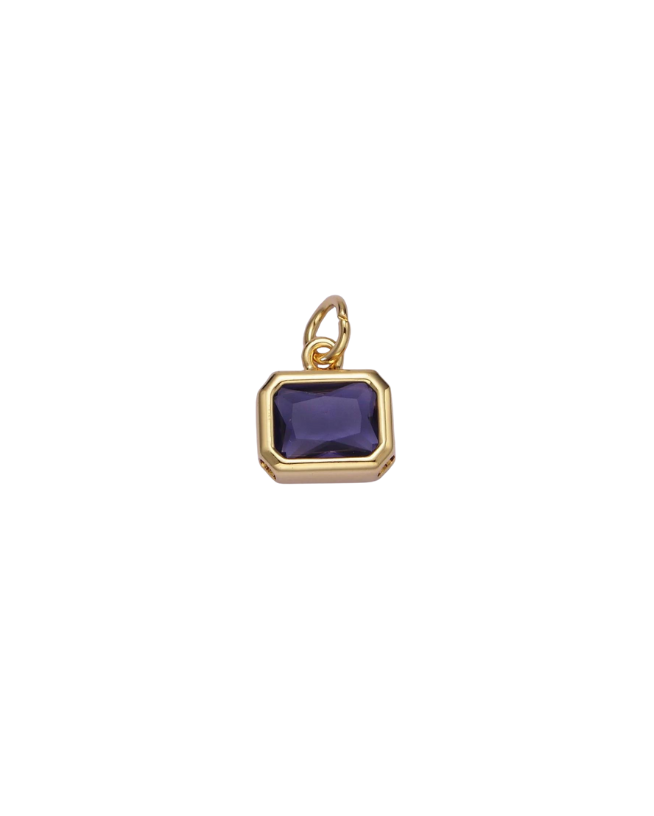 Gold Baguette Birthstone Charm