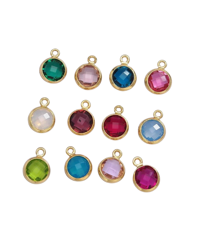 Gold Round Birthstone Charm