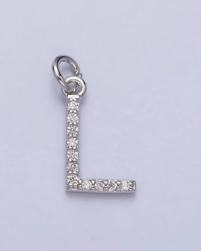 Silver CZ Initial Charm