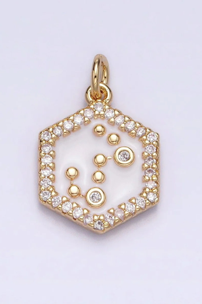 White Enamel Birth Star Zodiac Charm