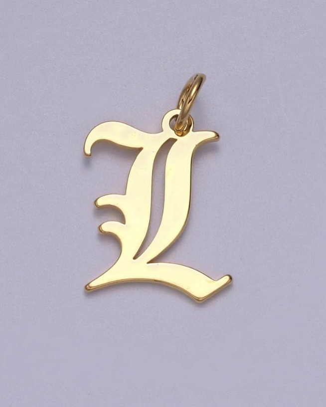 Gold Old English Initial Pendant