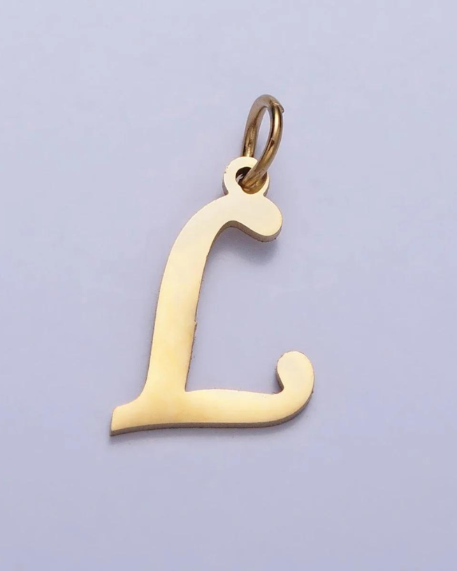 Gold Script Initial Charm