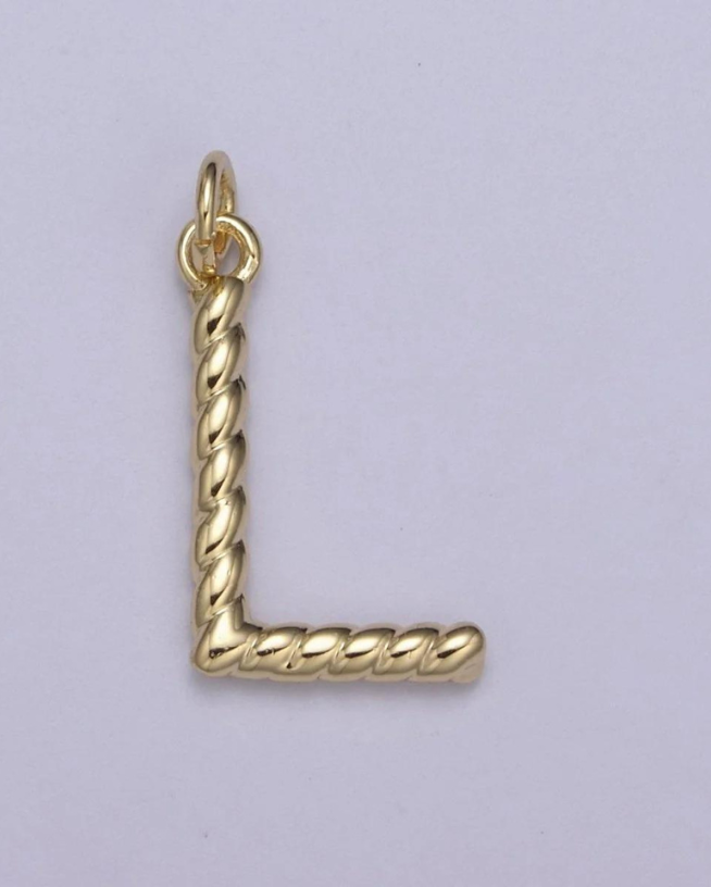 Gold Twisted Initial Charm