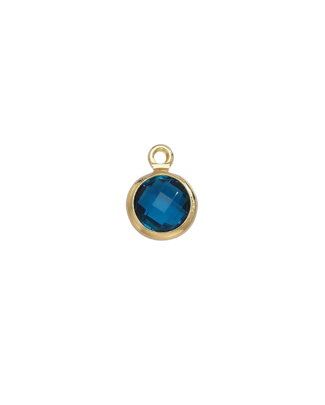 Gold Round Birthstone Charm