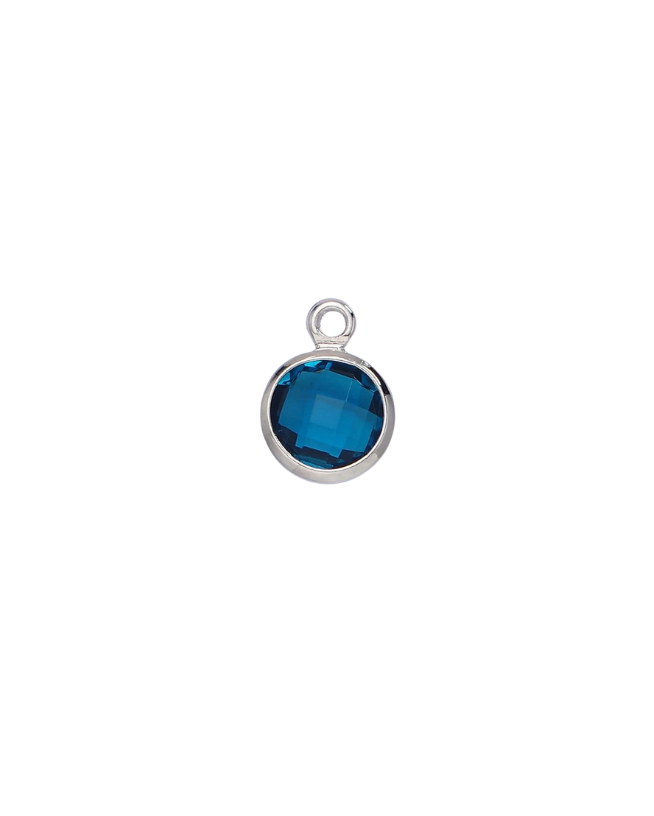 Silver Round Birthstone Charm