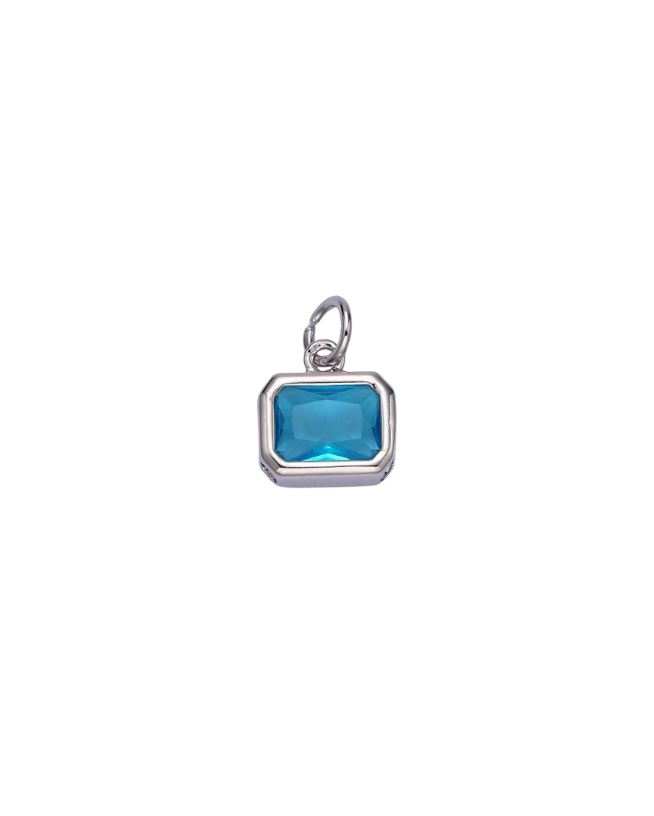 Silver Baguette Birthstone Charm