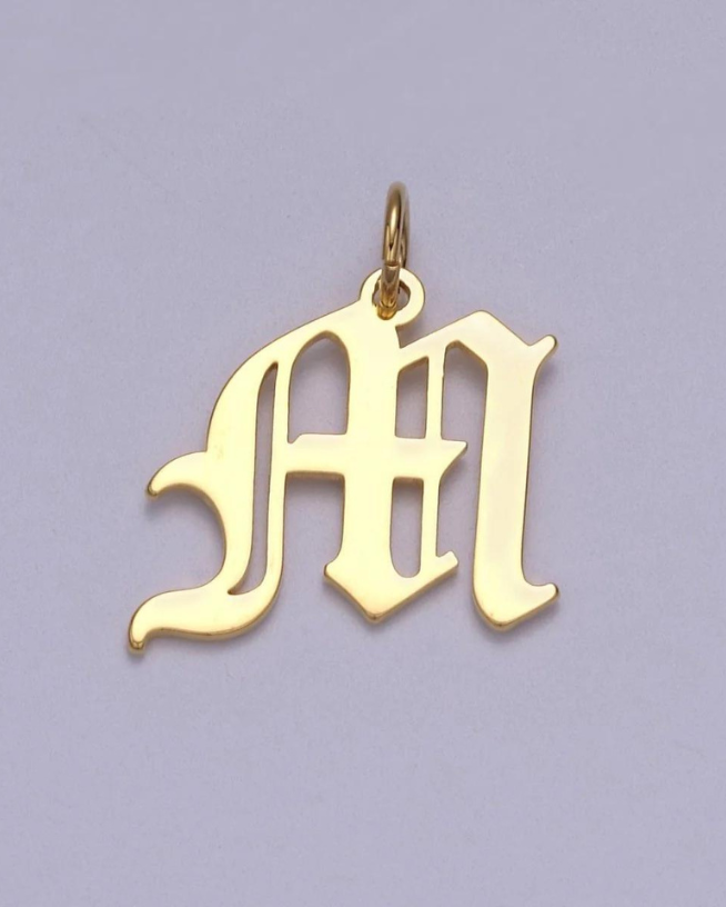 Gold Old English Initial Pendant