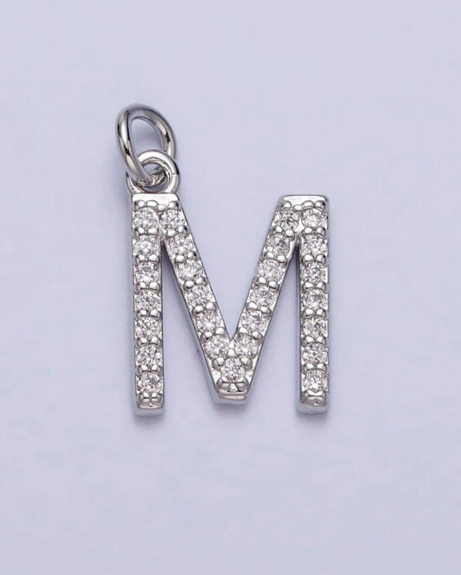 Silver CZ Initial Charm