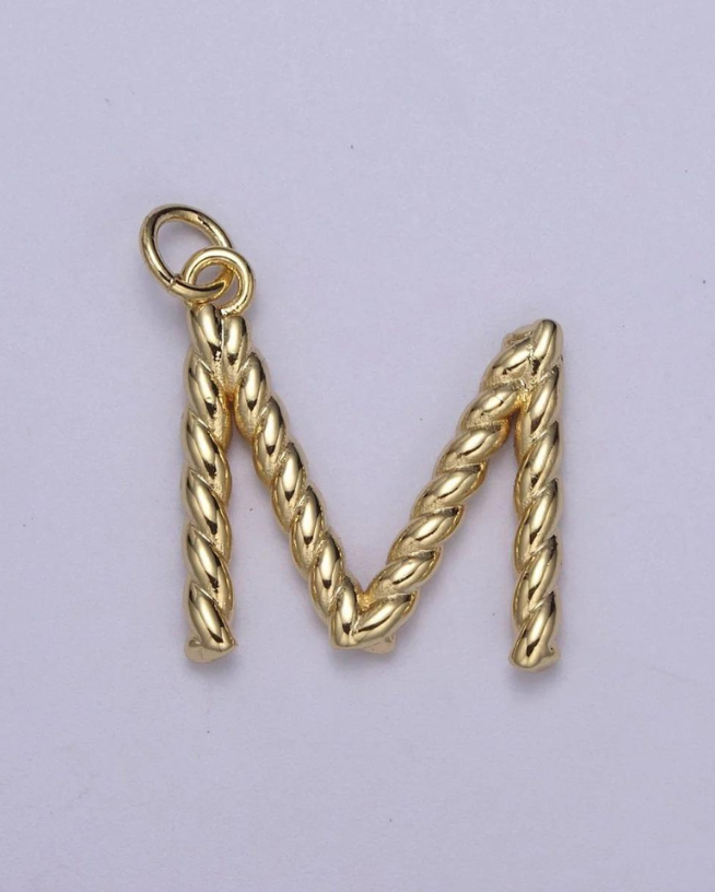 Gold Twisted Initial Charm