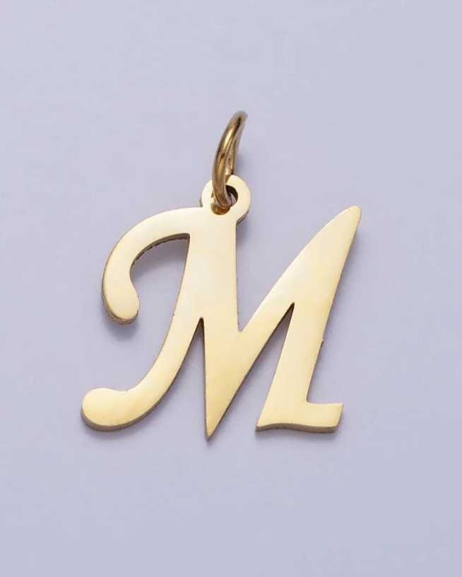 Gold Script Initial Charm