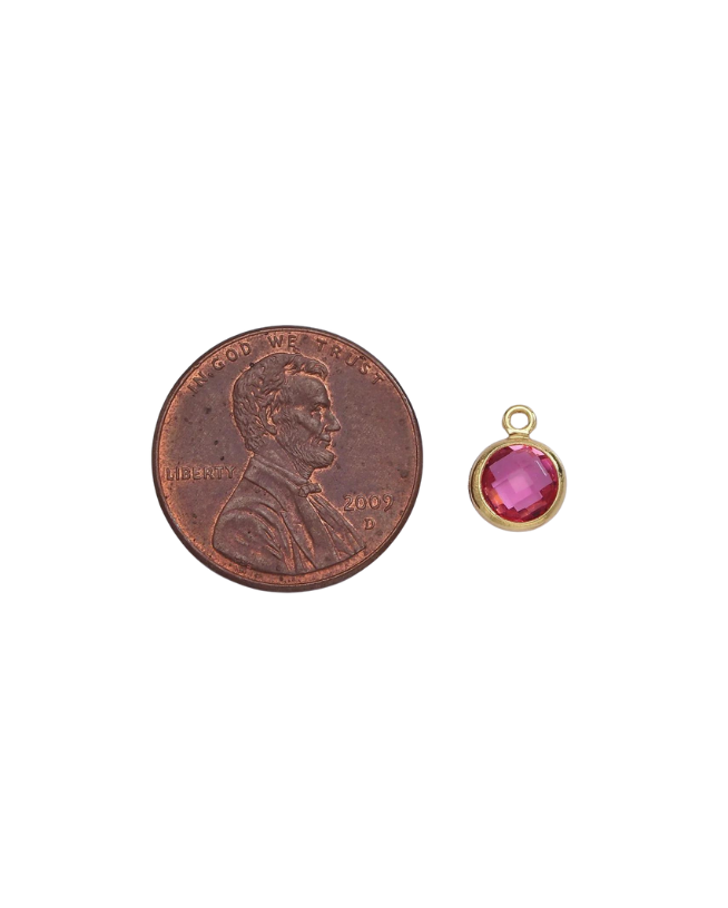 Gold Round Birthstone Charm