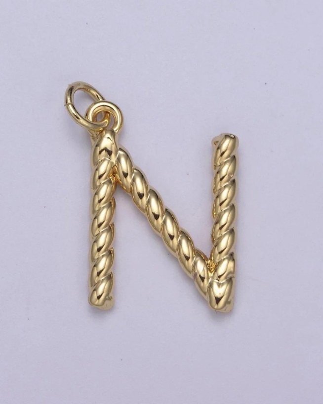 Gold Twisted Initial Charm