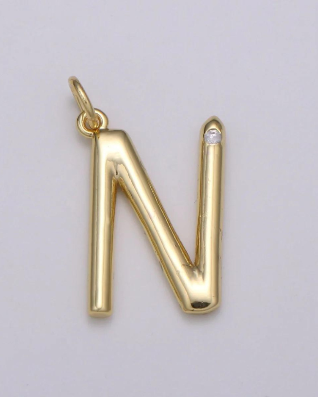 Gold Minimalist CZ Initial Charm