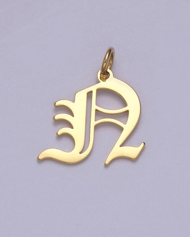 Gold Old English Initial Pendant