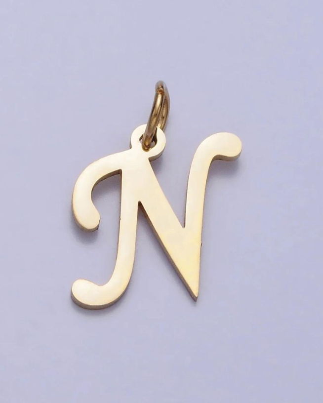 Gold Script Initial Charm