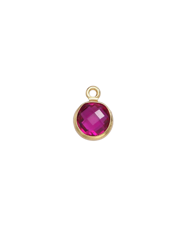 Gold Round Birthstone Charm