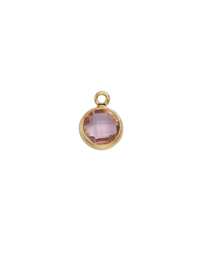 Gold Round Birthstone Charm