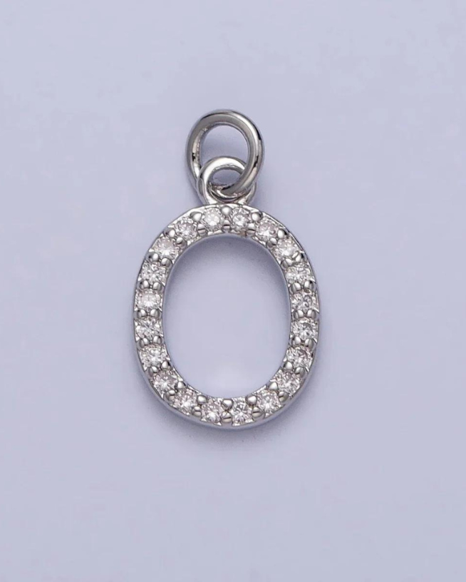 Silver CZ Initial Charm
