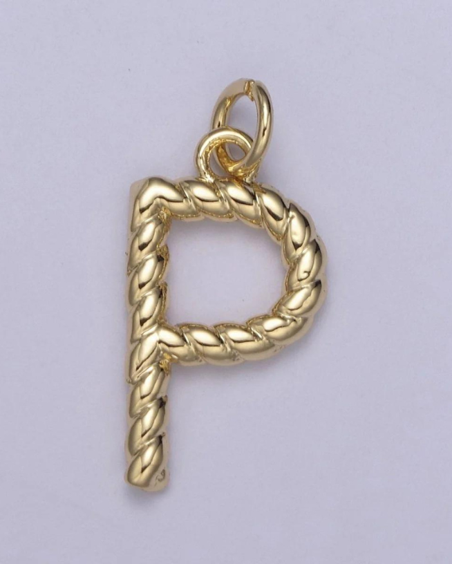 Gold Twisted Initial Charm