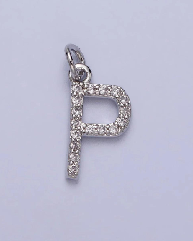 Silver CZ Initial Charm