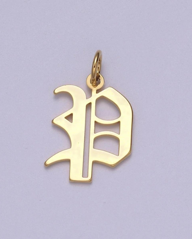 Gold Old English Initial Pendant