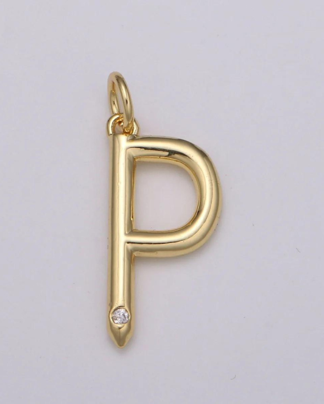 Gold Minimalist CZ Initial Charm